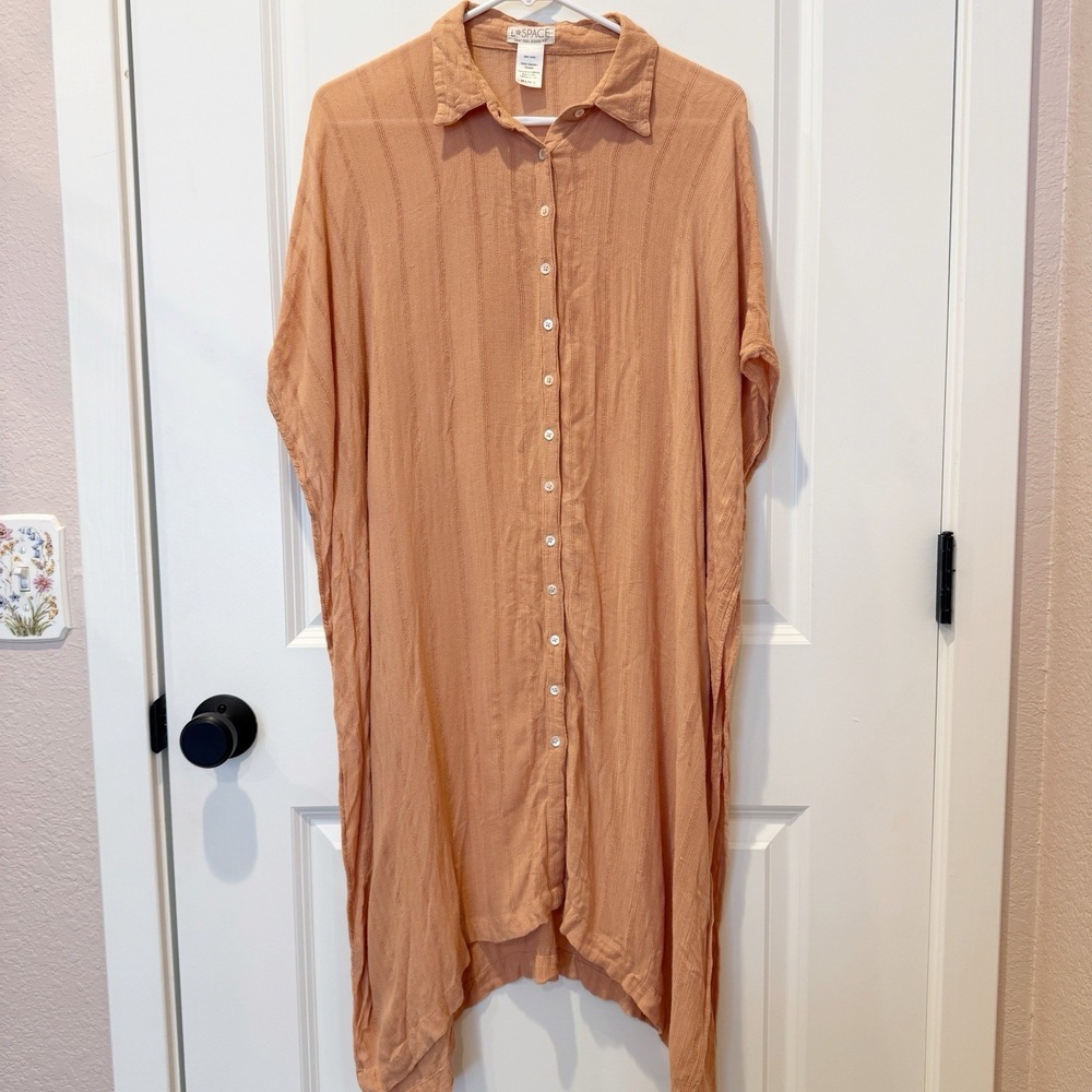 L Space Button Swim Coverup Dress M/L Lightweight Breathable Resort Travel